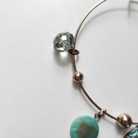 Starfish & Shell Charm Adjustable Charm Bracelet Bangle, Blue / Silver - Picture 4 of 9